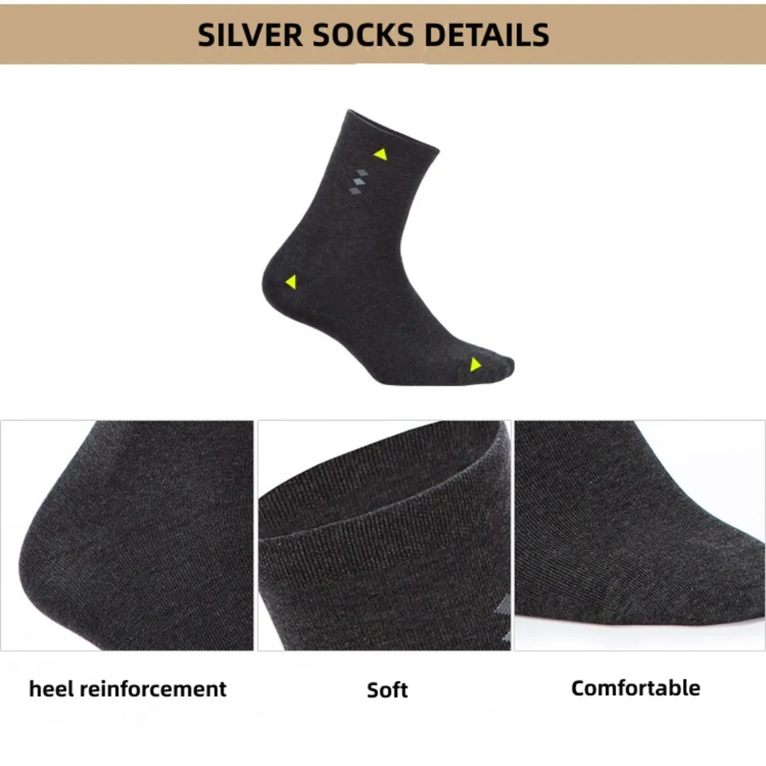 15% Pure Silver Infused Socks Anti-Odor & Anti-bacterial Moisture Wicking for Men Socks,6 Pairs