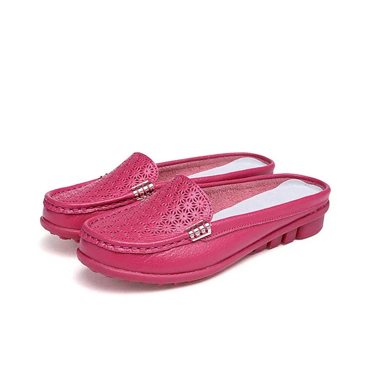 YAERNI solid genuine leather women shoes summer sandals women slippers top quality flip flops slides flats sandals for woman