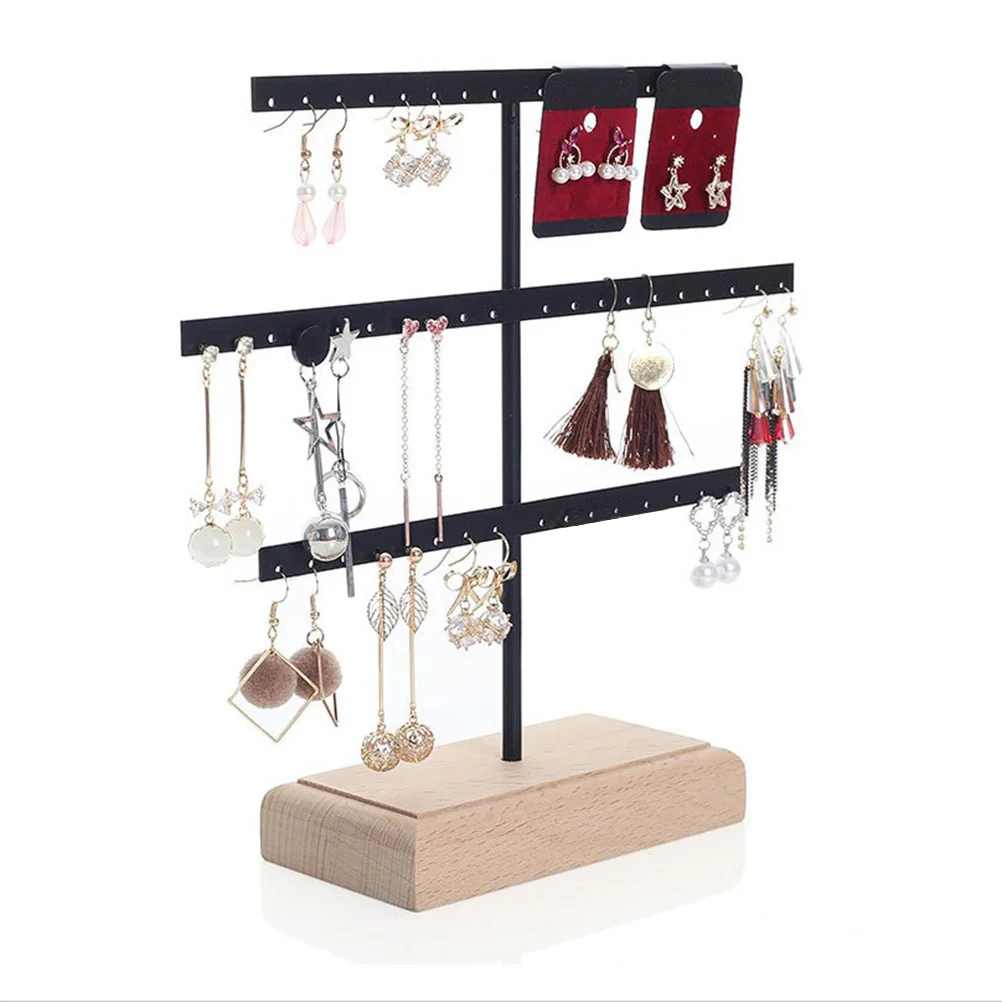 

Earring Storage Rack Display Stand 52 Holes Large Capacity Wooden Jewelry Organizer for Girls Home Decor Earrings Holder