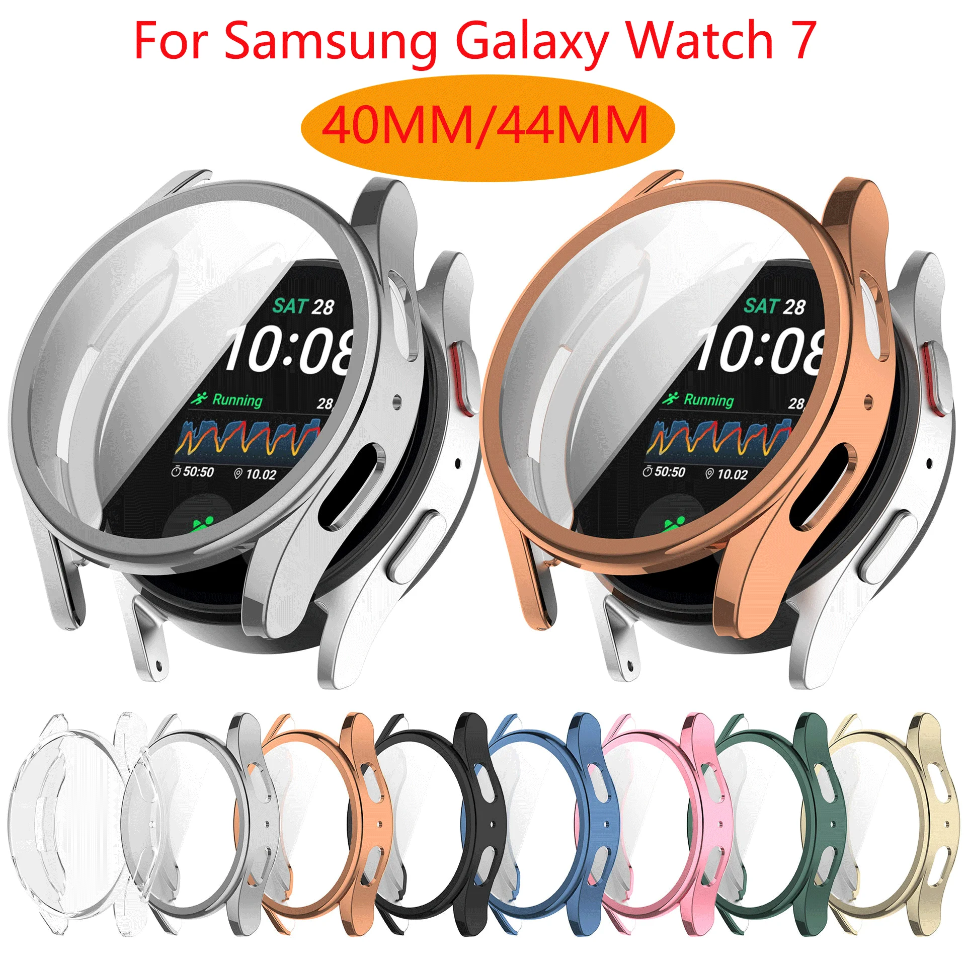 Funda protectora completa para Samsung Galaxy Watch 7, Protector de pantalla de TPU suave, accesorios de 40mm y 44mm, 6/5/4, 40/44mm