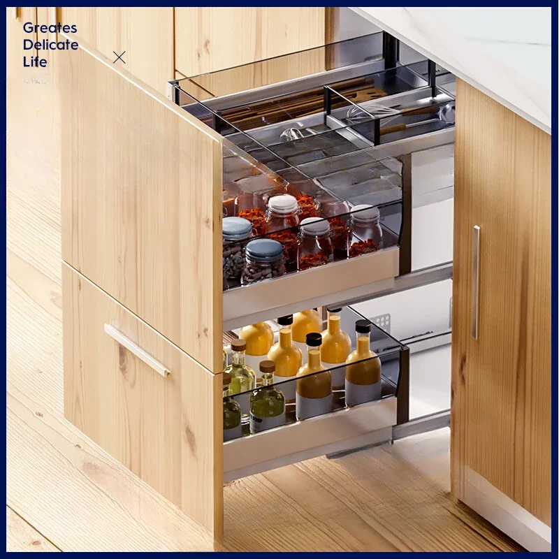 

Seasoning Basket Kitchen Cabinet Separate Multi-layer Drawer Type Tool Basket Kitchen Cabinet Seasoning Storage