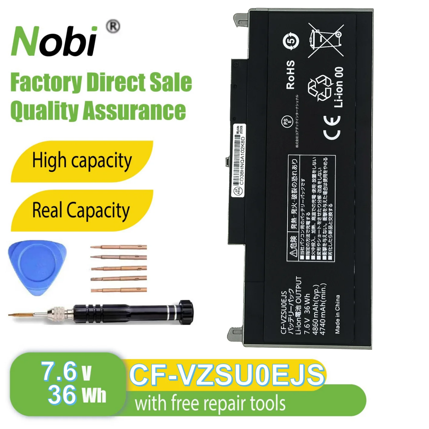 

Nobi CF-VZSU0EJS CF-VZSU0FJS CF-VZSU0TJS battery for PANASONIC RZ CF-RZ4 CF-RZ5 CF-RZ6 CF-RZ8 Series Silver Notebook（36Wh-7.6V)