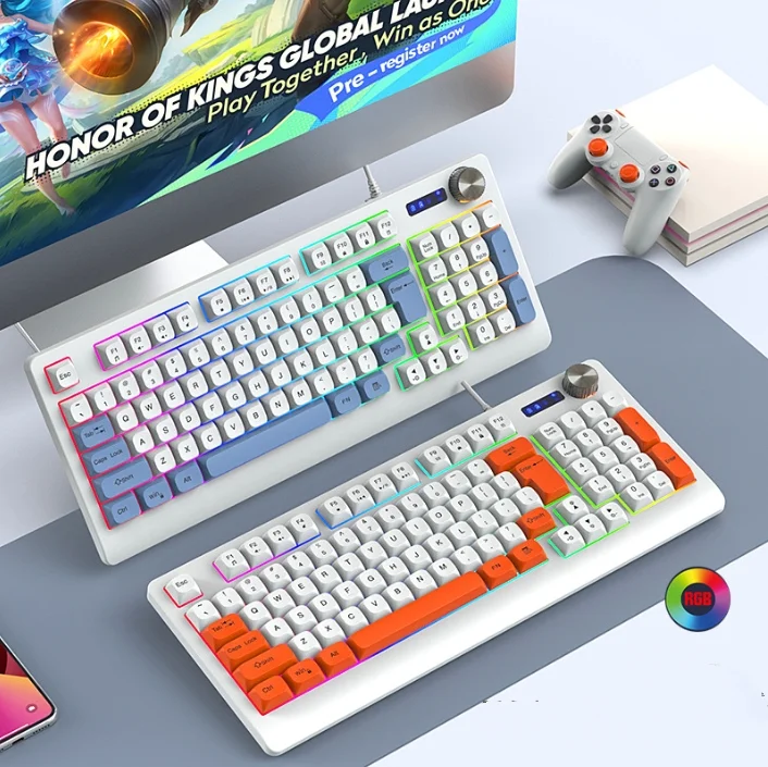 2025 Latest Authentic Wired Color Blocked Gaming Keyboard Smooth and Easy To Use Gaming Essential Simple Public Keyboard