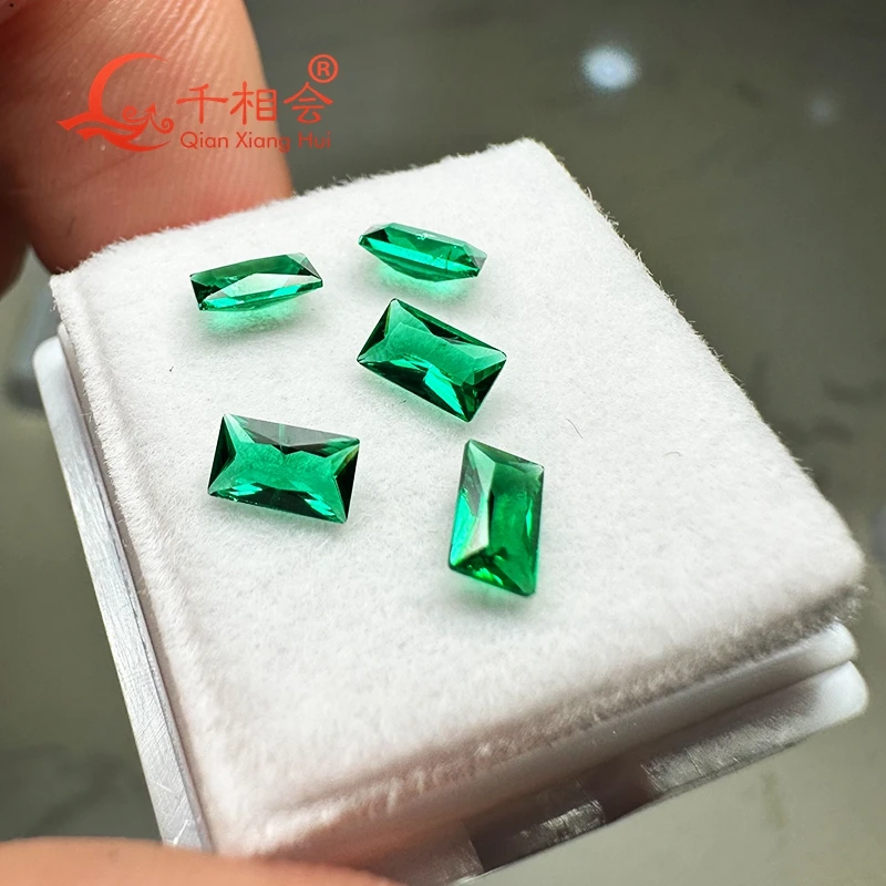 small size  green color rectangle princess cut Hydrothermal  Muzo Emerald including minor cracks inclusions loose gemstone