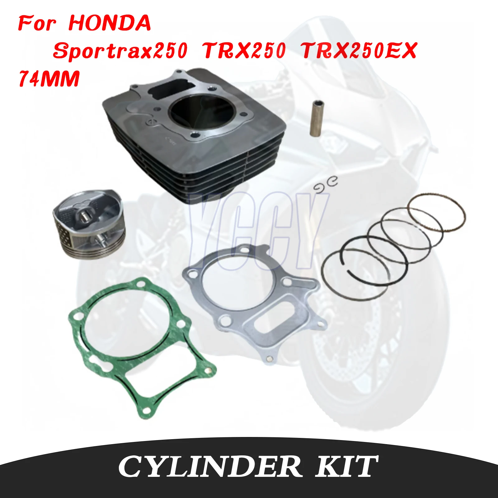74MM Motorcycle Engine Cylinder Kit Piston Rings For HONDA Sportrax250 TRX250 TRX250X TRX 250 250X TRX250TE/TM 250EX 2001-2022