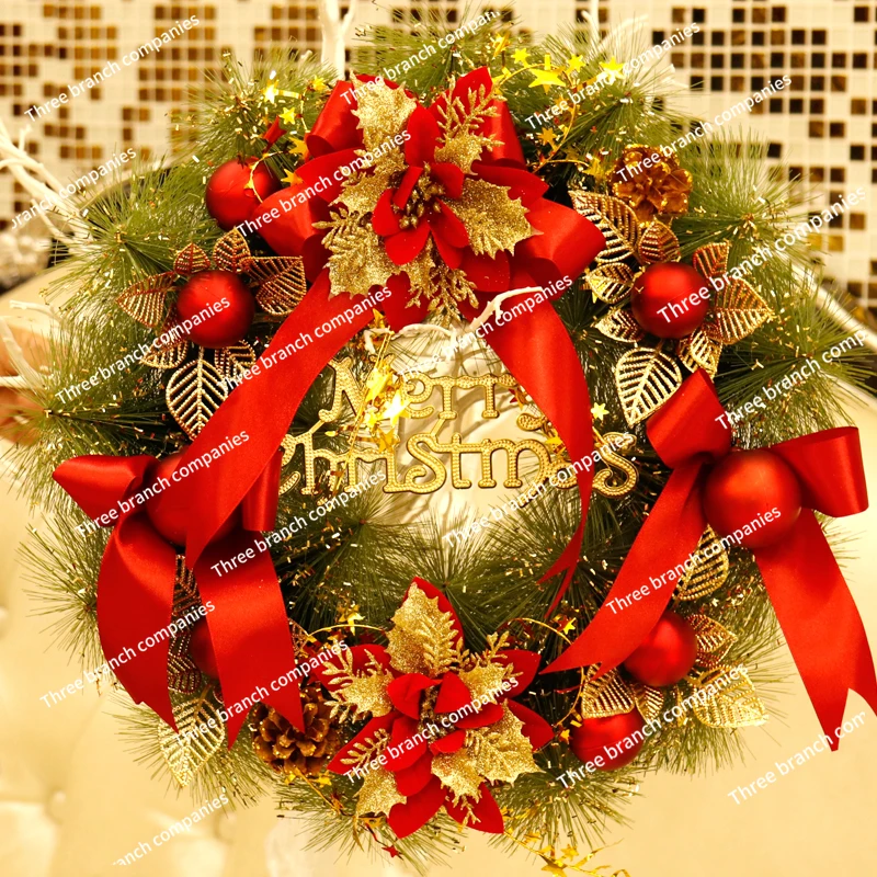 Christmas Decorative Wreath Door Hanging 40CM Rattan Ring Pendant Window Pendant Christmas Tree Wreath Pendant Scene Arrangement