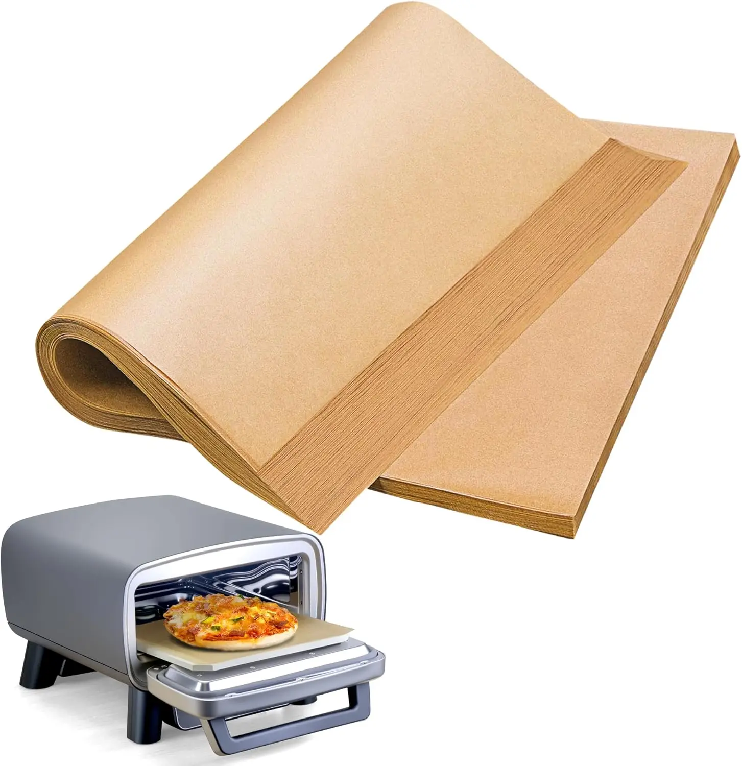 

Disposable Air Fryer Liners 100 Unbleached Parchment Sheets for Outdoor Pizza Oven