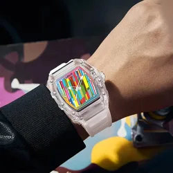 Men's Watch Sports Quartz Watch Hollow Rainbow Graffiti Luminous Calendar Waterproof Men's Watch Reloj L148