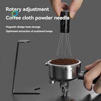 A20Q-WDT Tool Espresso 6 Needles Espresso Distribution Tool With Stand Adjustable Coffee Cloth Powder Needle For Cafe Kitchen