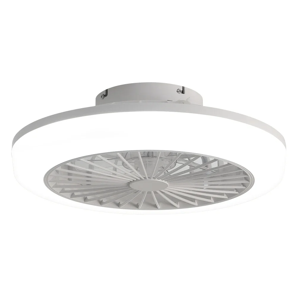 Ventilador de techo cerrado de 18 pulgadas, luz y montaje empotrado remoto, ventilador de techo moderno sin aspas de perfil bajo, dormitorio, cocina, comedor
