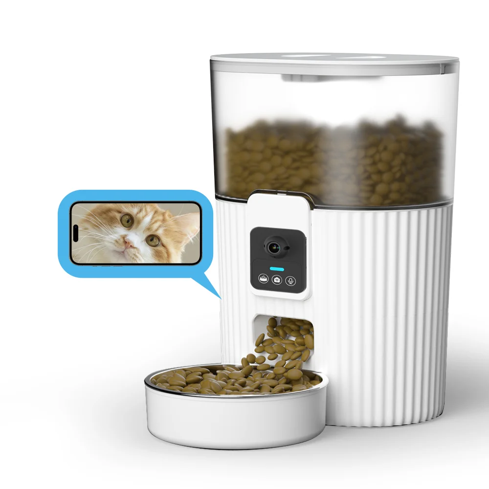 

Smart Cat Feeder With Camera - 3L With Timer Voice And Video Recording HD 1080P Camera Night Vision Automatic Dog Feeder