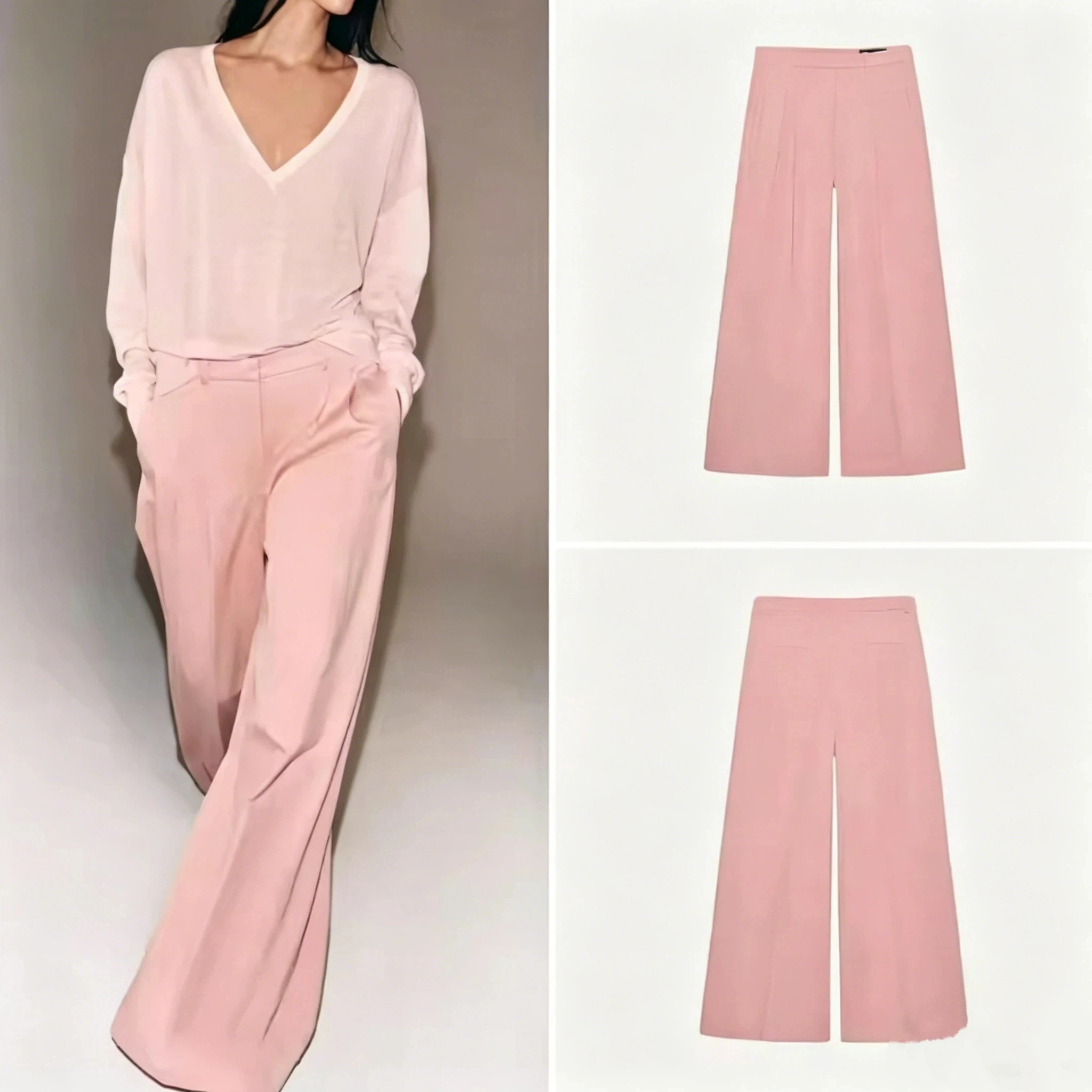 

Women Casual Pleated Long Pants 2026 Spring High Waist Wide Leg Zipper Polyester Straight Trousers City Commute Multiple Colors