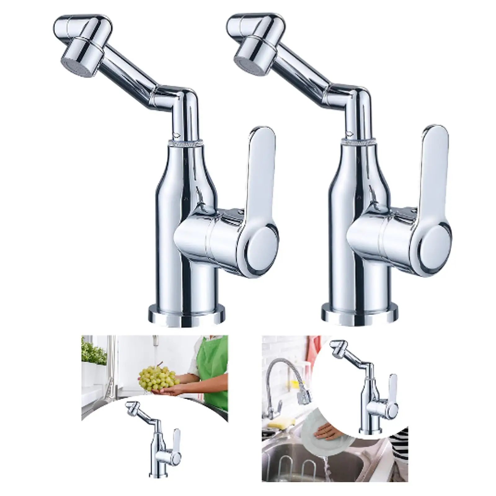 Bathroom Faucet Flexible Large Flow Multifunctional 360° Rotatable Kitchen Sink Faucet for Office Outdoor Indoor Sink Restaurant