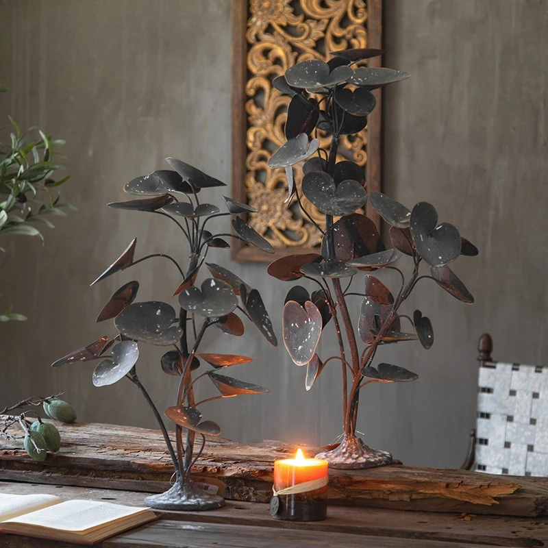 

Retro and old wrought iron homestay living room decoration entrance creative leaf ornament