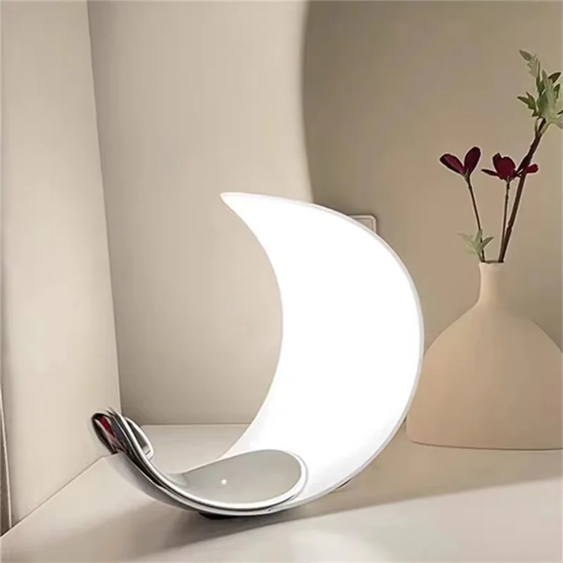 

LICE-Moon Lamp - Chrome Table Lamp For Bedroom, Study, Bedside Reading - Atmosphere Light For Home Decor EU Plug