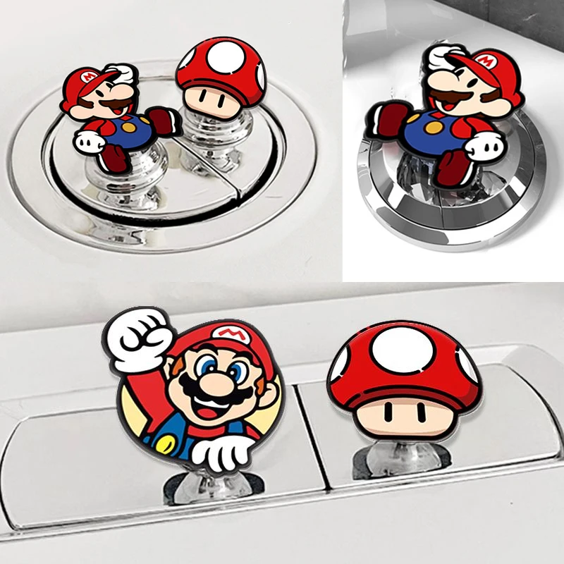 Super Mario Toilet Presser Anime Press Button Bathroom Decoration Creative Nail Protector Tank Push Switch Flush Sticky Button