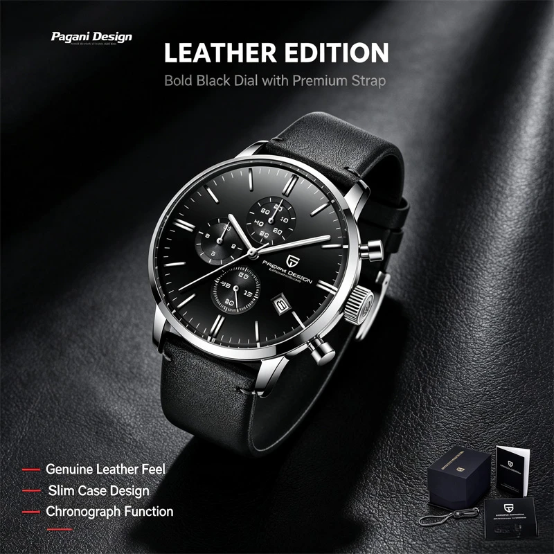 Pagani Design 2720 Men's Chronograph Watch, Japan VK67 Movement Waterproof Multifunctional Business Sports Quartz Wristwatch