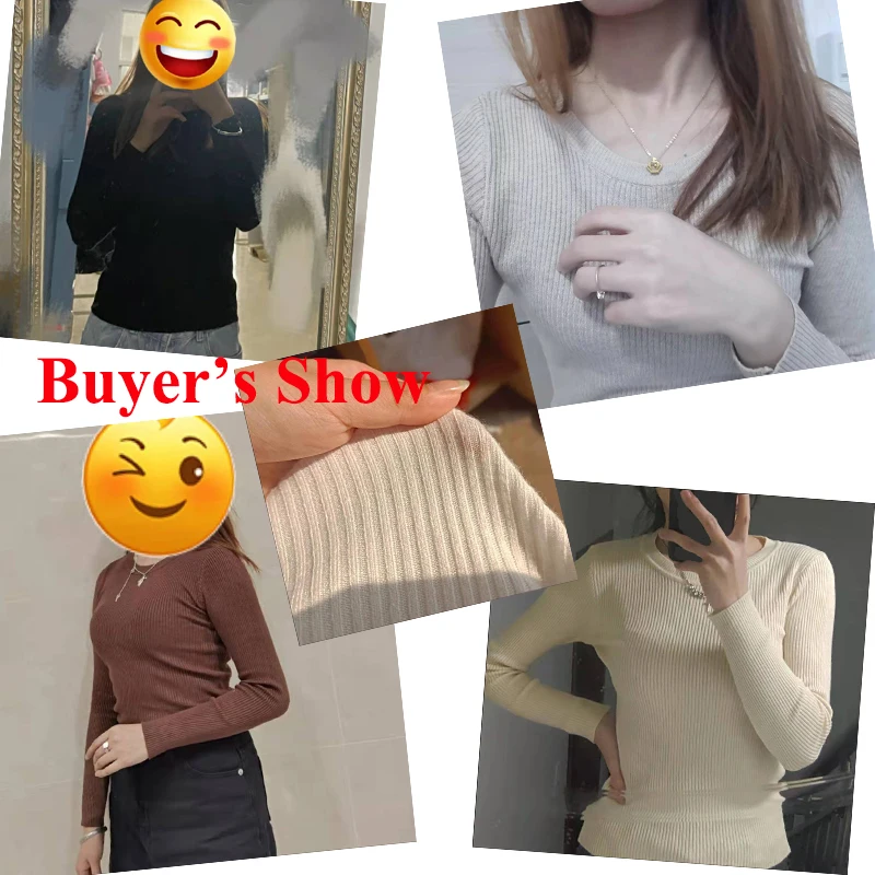 Rimocy Basic Round Neck Knit Sweater Women Spring Autumn Ribbed Long-sleeved Sweaters Woman Solid Color Slim Fit Pull Femme 2022