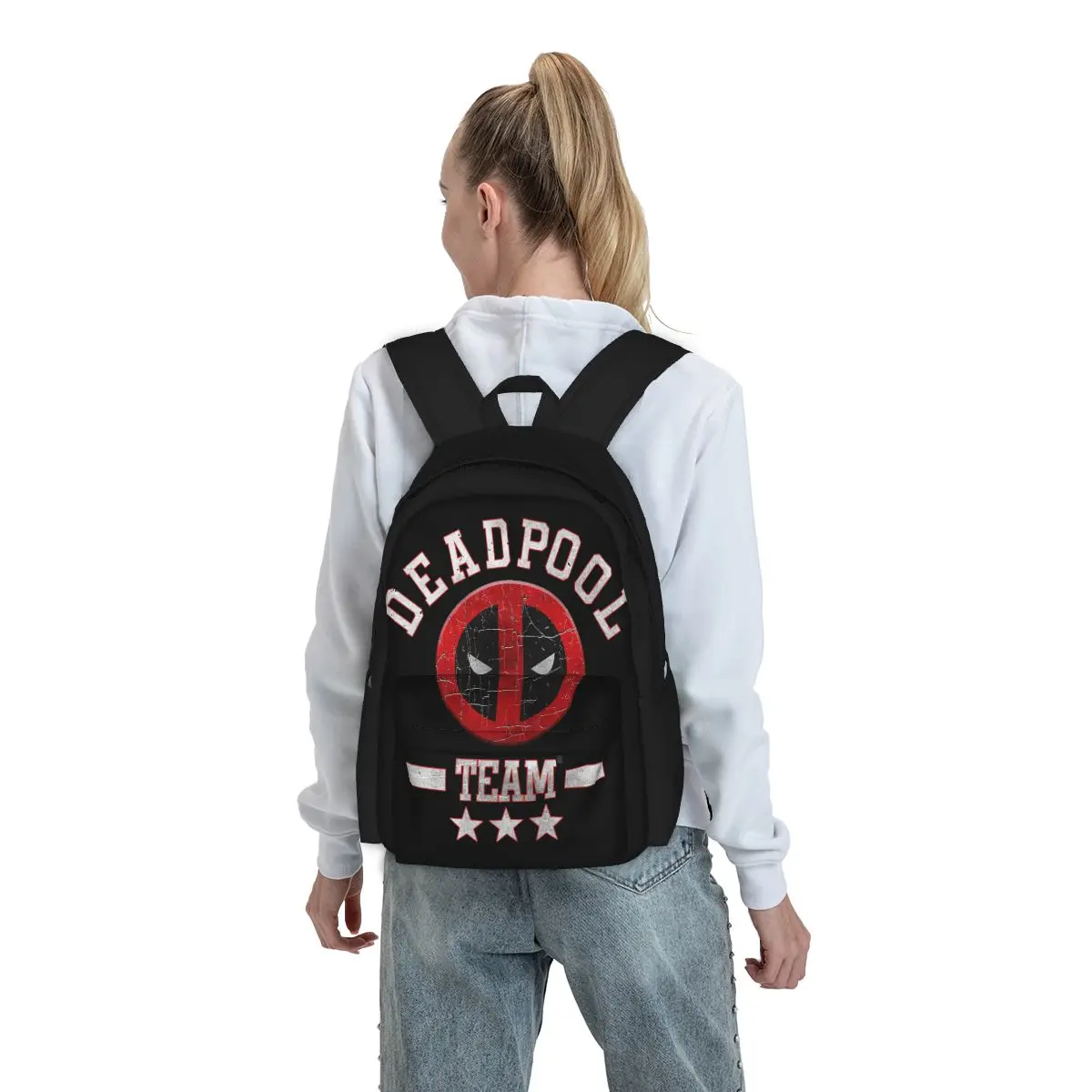 Mochila Deadpool Collegiate Stars para crianças, bolsa para laptop impermeável para meninos e meninas, bolsa de ombro para mulheres