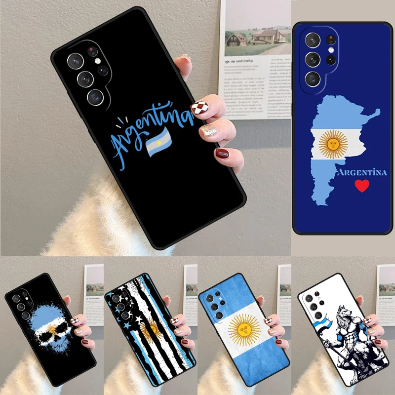 Arjantinli bayrak telefon kılıfı kapak için Samsung Galaxy S24 Ultra S21 S22 Ultra S8 S9 S10E not 10 artı not 20 FE S23
