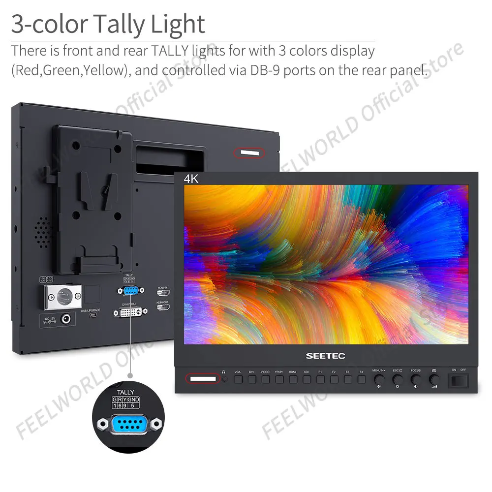 Seetec 4K133-9HSD-192(Original P133-9HSD) 13.3นิ้ว IPS 3G-SDI 4K HDMI LCD Broadcast Monitor Director Desktop อลูมิเนียมสำหรับ Live