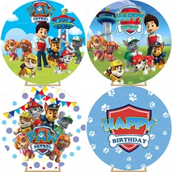 Paw Patrolls Round Backdrop Boys Birthday For Party Cartoon Dog Decoration Baby Shower Photography Background Circle Studio Prop