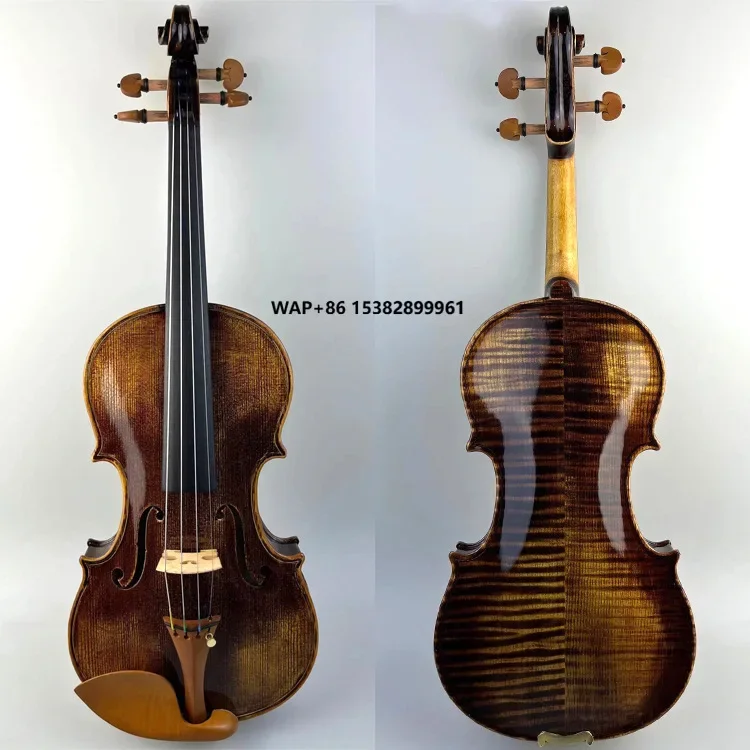 

High-End Handmade Professional Violin Spruce Top Maple Cashew Lacquer Finish for Adults Children Solid Wood Construction
