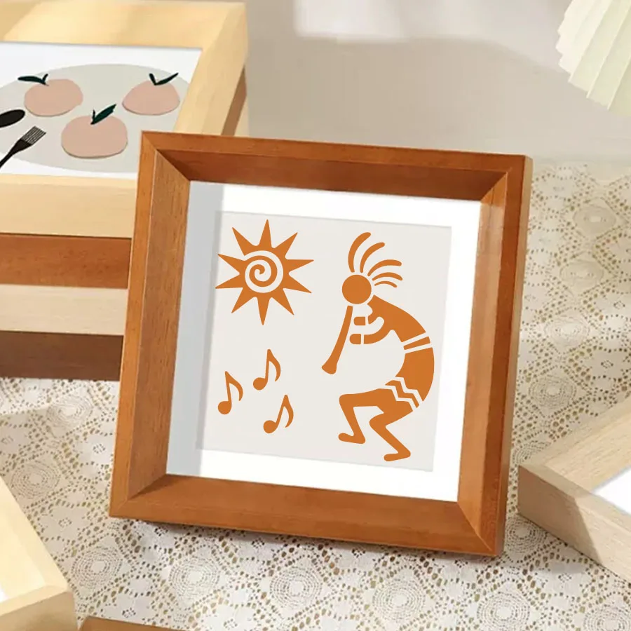 그림용 A4 및 6인치 Kokopelli 스텐실 1세트 - 벽 목재 셔츠 가방 DIY 장식용 부족 스타일 템플릿