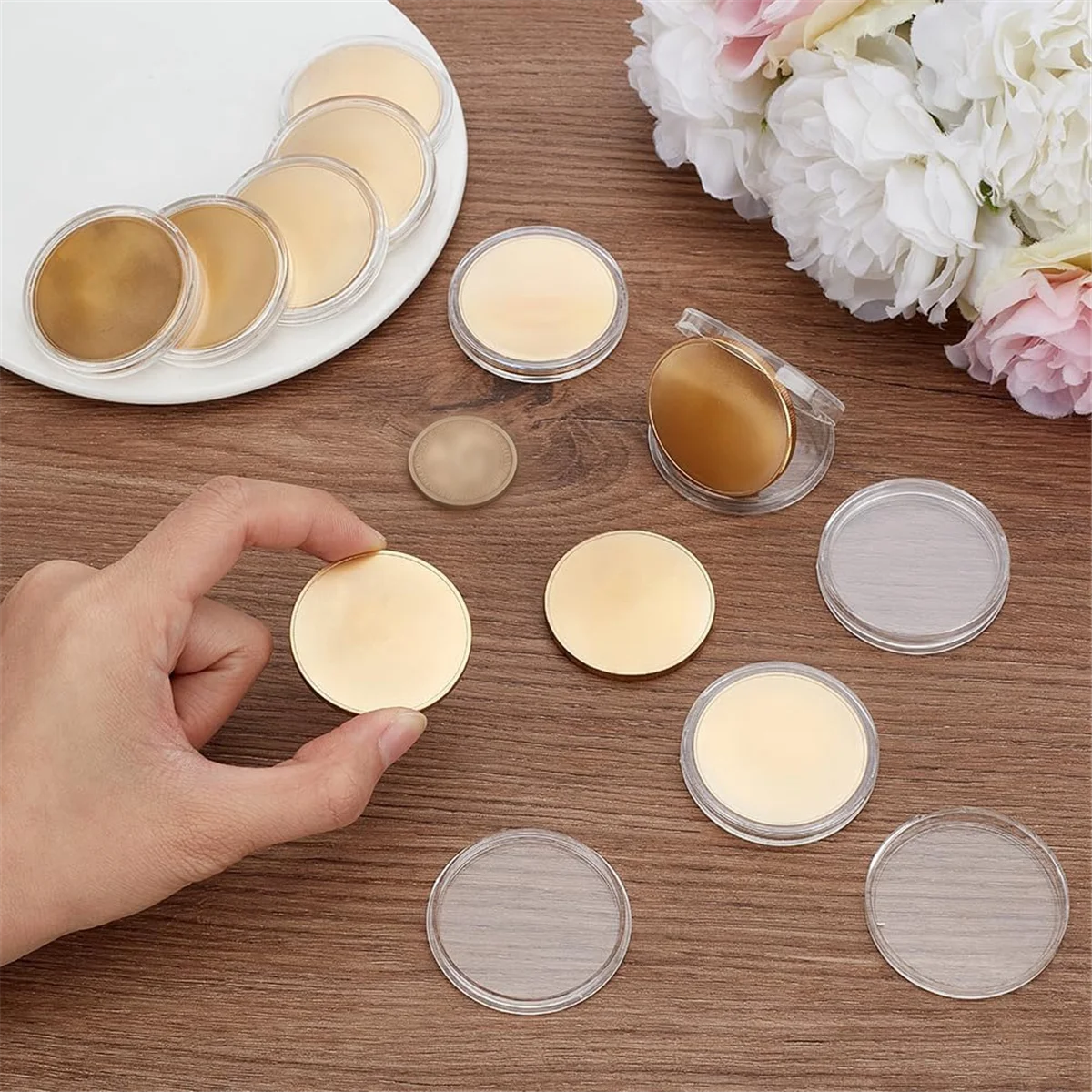 ABXHH 50 قطعة عملة فارغة النقش الفراغات عملة معدنية ختم عملة فارغة 40 مللي متر/1.57 بوصة العلامات المستديرة الخيوط الحواف عملة