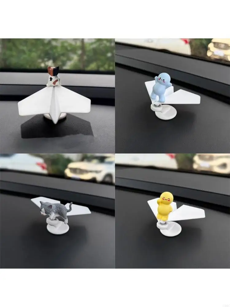Solar Powered Rotating Airplanes Car Accessory Dashboard Decoration ABS Craft with Secure Silicone Mount for Long Travel New