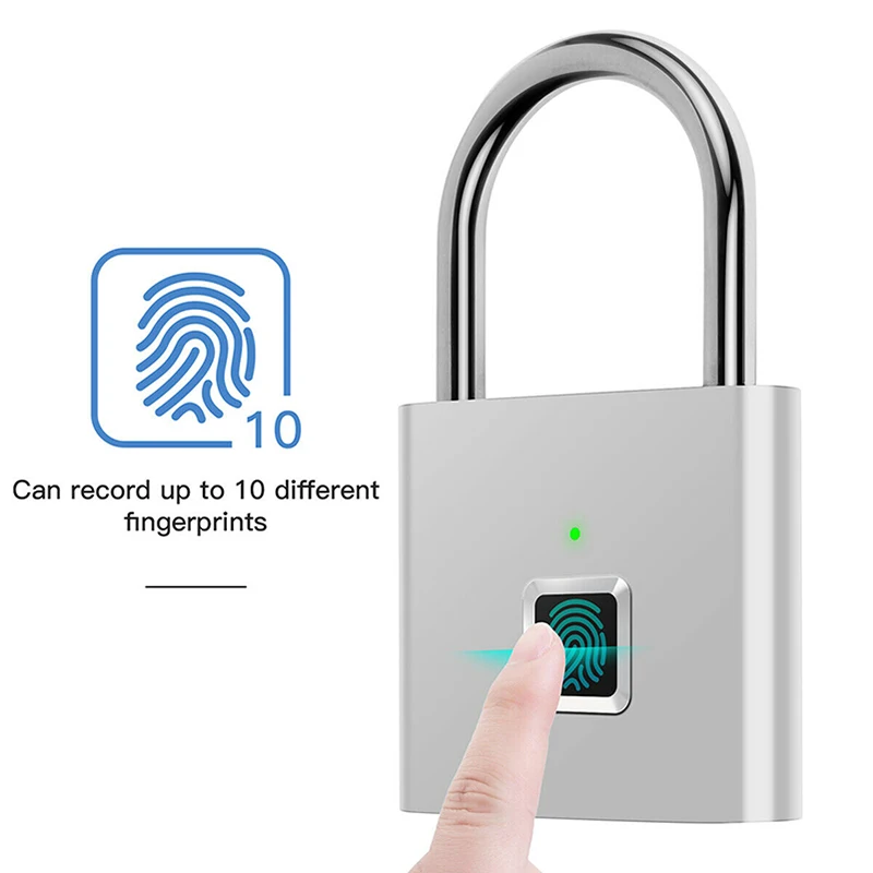 

Fingerprint Padlock Waterproof Keyless Anti-Theft Security Digital Lock Portable USB Charging Smart Padlock Portable for Locker