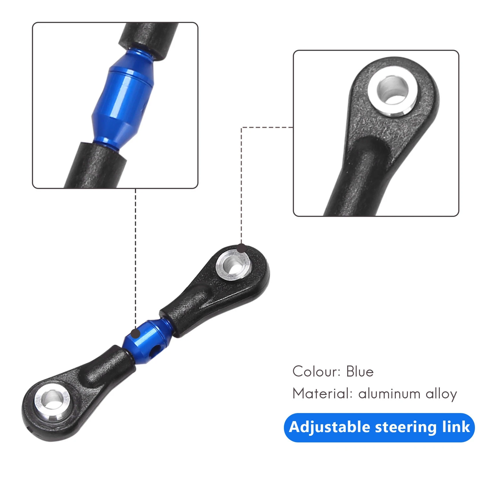 3 Stuks Metalen Stuurstang Koppeling Stang Voor Tamiya Tt02 Tt 02 T 1/10 Rc Auto-Onderdelen Accessoires, Blauw