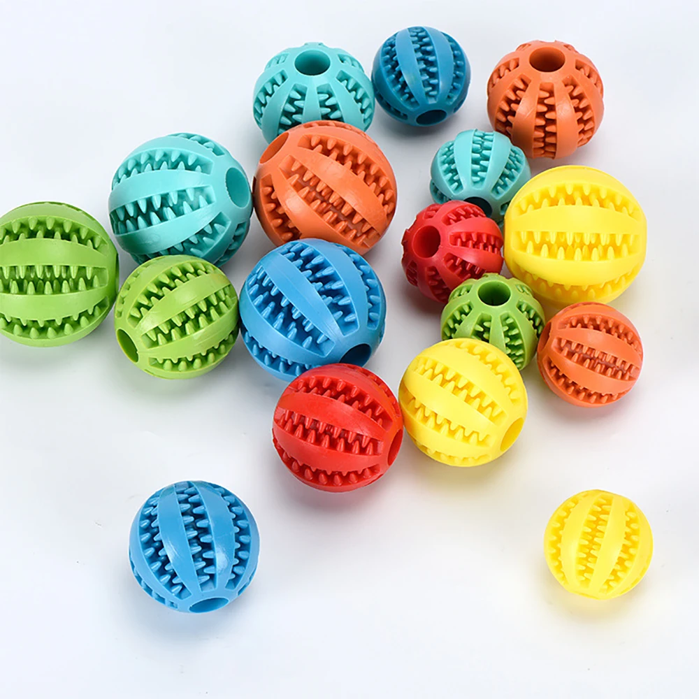 Pet Dog Ball Toys for Small Dogs Interactive Elasticity Puppy Chew Toy Tooth Cleaning Rubber Food Ball Toy Pet Stuff Accessories