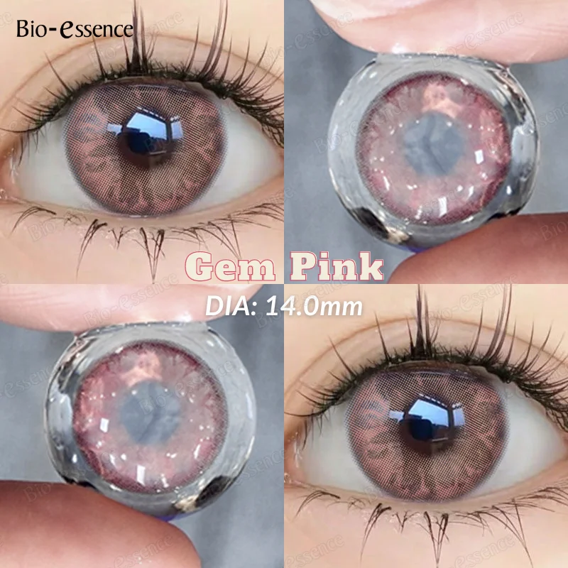 Bio-essence 1Pair Brown Colored Contact Lense with Myopia Natural Blue Korean Big Eyes Contact Yearly Use Cosmetic Soft Eye Lens