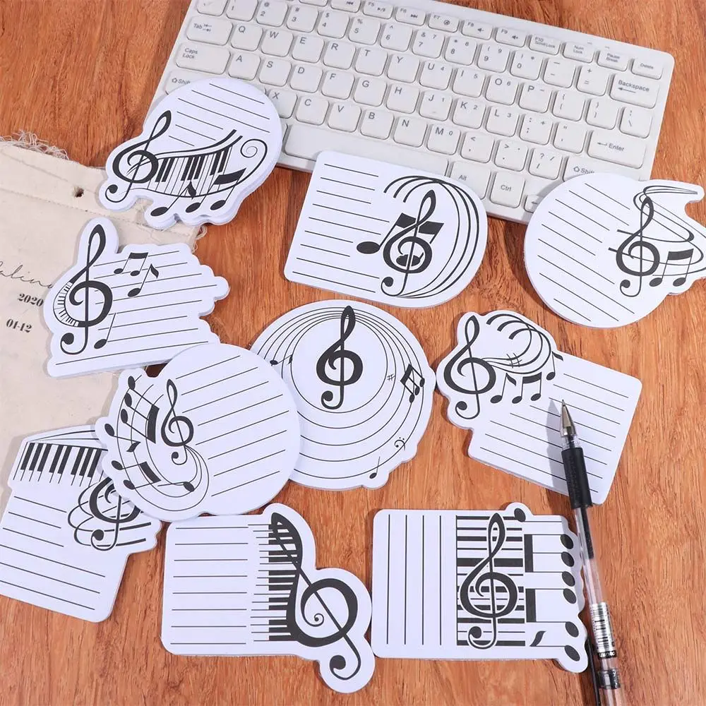

10Pcs/Set Self-adhesive Music Note Sticky Notes Various Music Shapes 30 Sheets/Book Music-themed Notepads Creativity