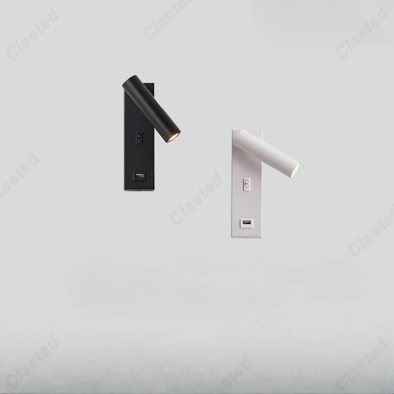 

Новый светодиодный настенный светильник для чтения с переключателем, USB-порт для зарядки, гостиничный номер, домашняя спальня, прикроватное освещение