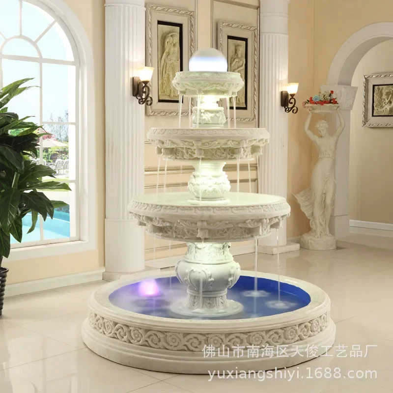 BJ-14  European sandstone fountain, hotel interior decoration water fountain, large rockery fish pond flowing water ornament