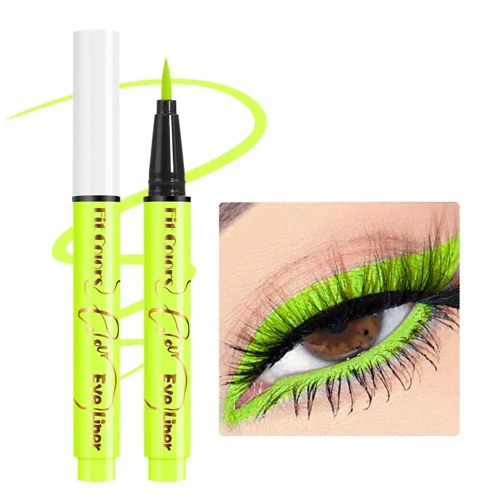 Delineador de ojos líquido de neón para Halloween, pintura de maquillaje, lápiz facial, luz negra, cuerpo fluorescente, Uv, impermeable, 12 colores, P0t0