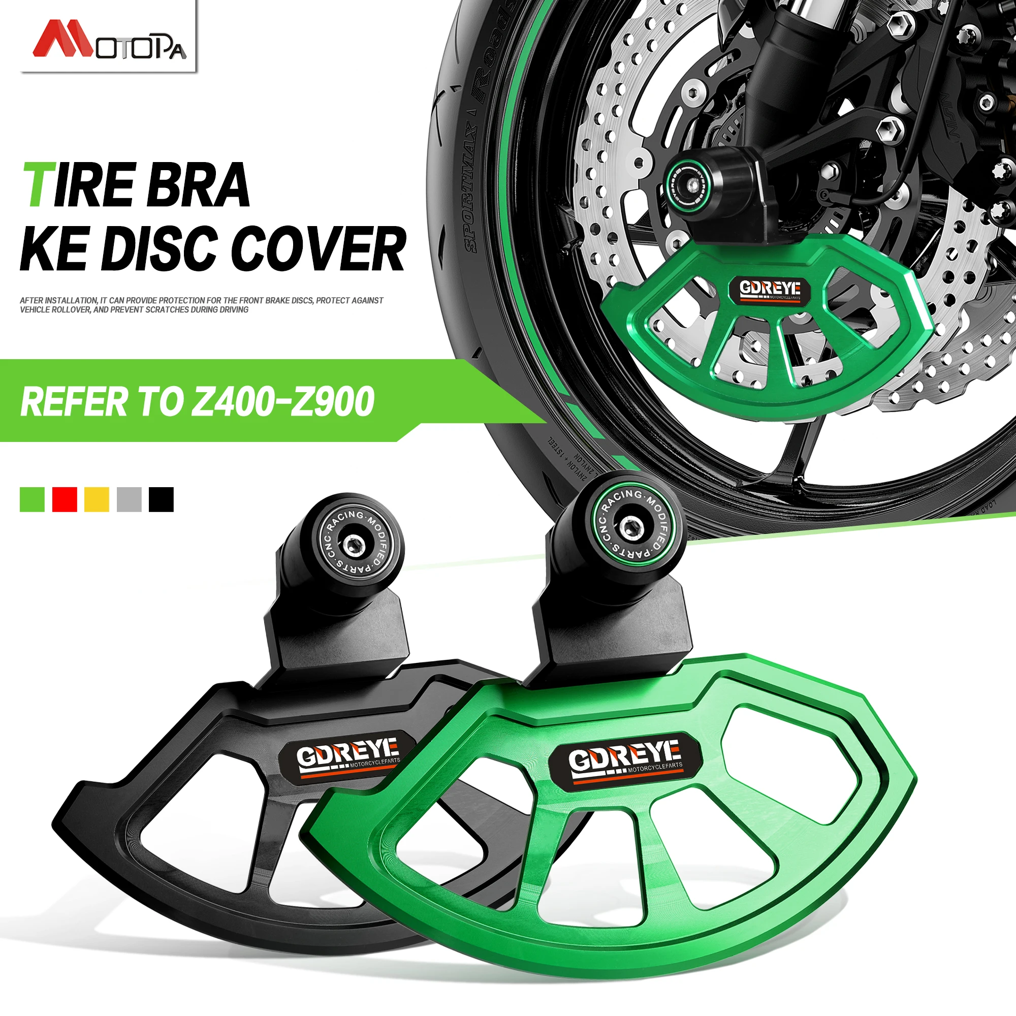 

GDREYE Motorcycle Brake Pump Cover Front Disc Caliper Guard For Kawasaki Z900 Z900SE Z 900 2017-2026