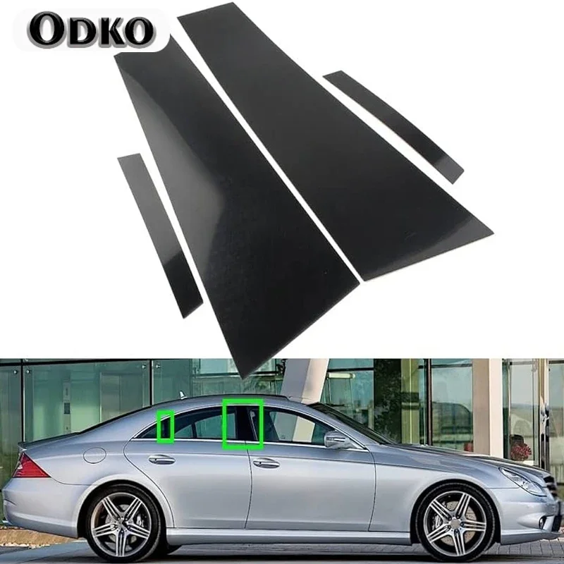 

4Pcs Gloss Black Pillar Post Fit For MERCEDES CLS C219 2006 2007 2008 2009 2010 2011 Door Side Window Decor Cover Accessories