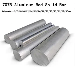 Length 500mm 7075 Aluminum Rod Solid Bar Hard Aluminum Round Rod Metal Diameter 5mm 6mm-30mm Processing Zero Cutting Customized