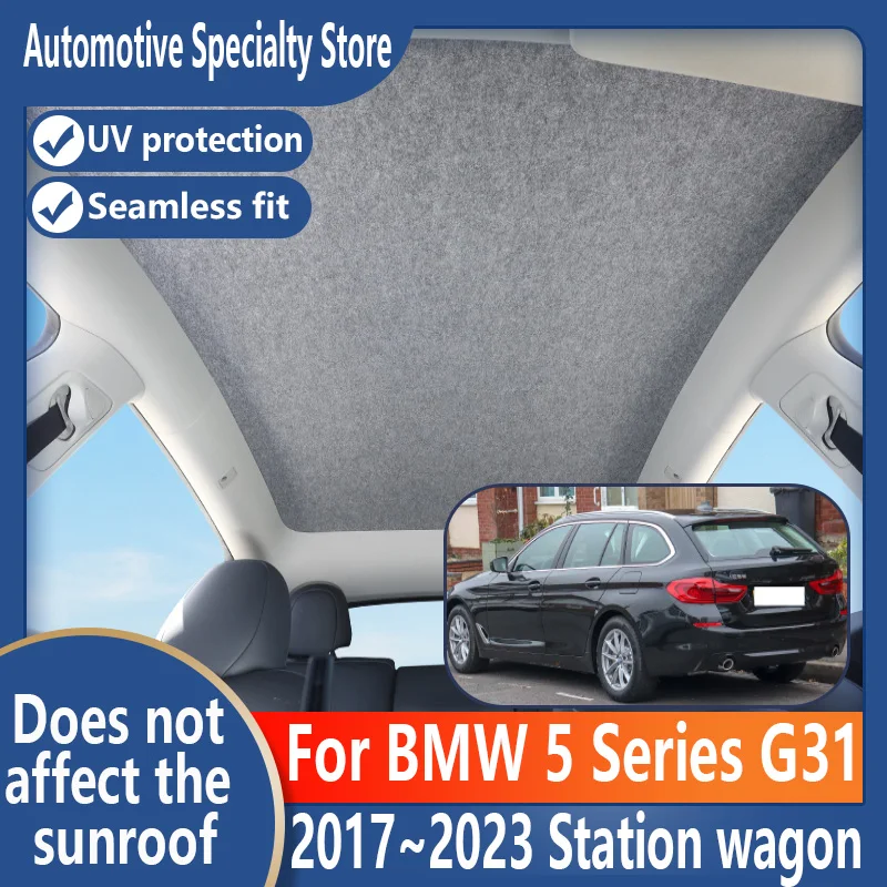 

For BMW 5 Series G31 2017~2023 Car Panoramic Sunroof Insulation Roof Visor Electrostatic Adsorption Suede Fabric Sun Protection
