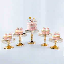 1-5pcs/lot pearl cake stand gold cupcake home party Round Cupcake Wedding Birthday Dessert Pedestal Display Plate Home Decor