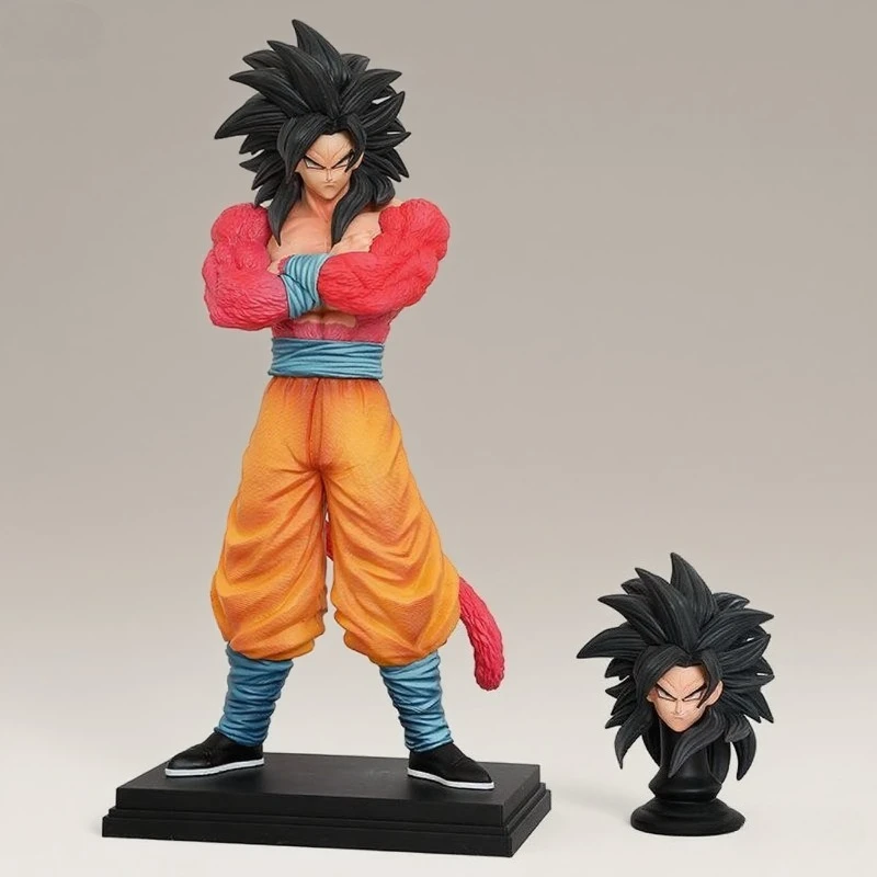

JT 32cm Dragon Ball Figure Super Saiyan 4 Son Goku Action Figures Goku Pvc Statue Double Heads Collection Decor Toys Gifts