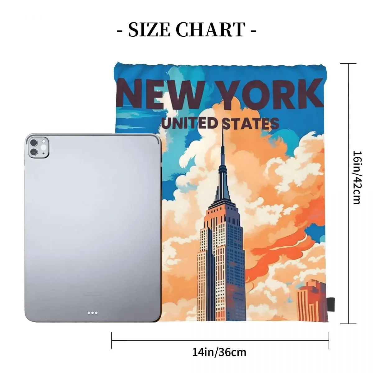 New York City Vibes Backpacks Casual Portable Drawstring Bags Drawstring Bundle Pocket Storage Bag BookBag For Travel Students