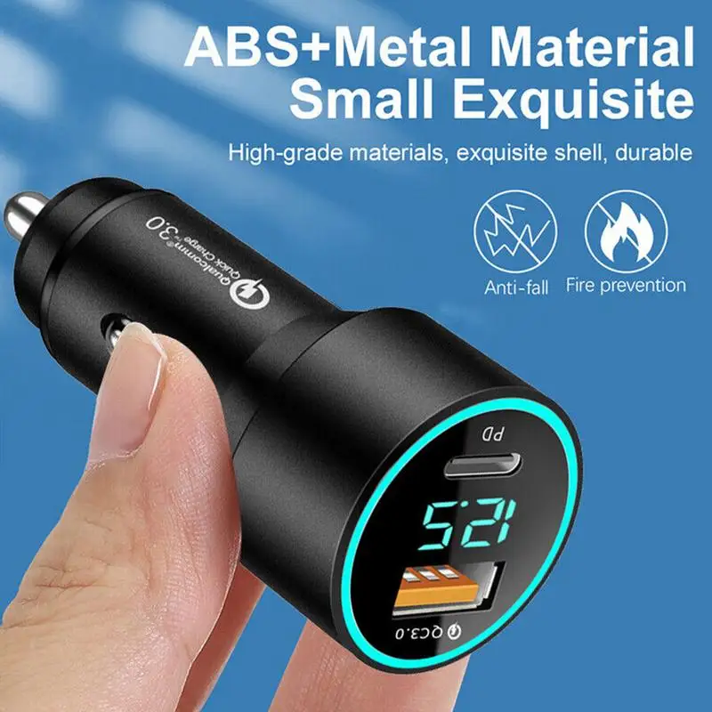 Fast USB Car Charger QC3.0 PD20W Auto USB Fast Charger Fast Charging Auto Charger Adapter for Mini Cars SUVs RVs Trucks Sedans