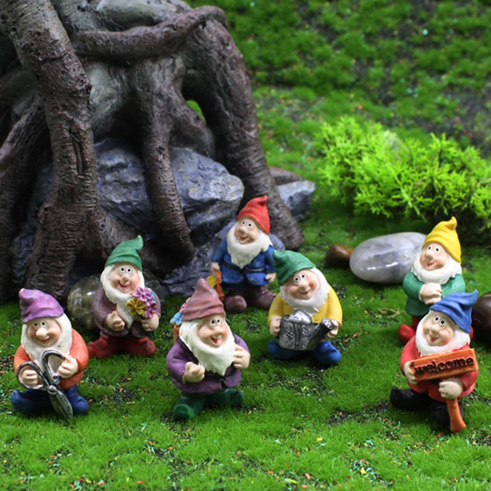 Cartoon Micro Landscape Hand-painted Fairy Garden Gnomes Mini Gnome Figurines Miniature Dwarfs Statue Desktop Decoration Crafts