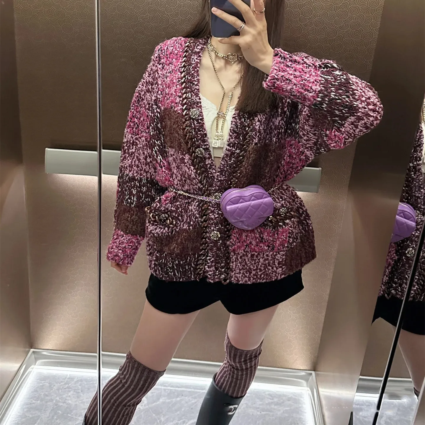 

Высококачественный европейский осенне-зимний вязаный свитер, пальто, женский свободный кардиган с v-образным вырезом, роскошный сенсационный ленивый моон