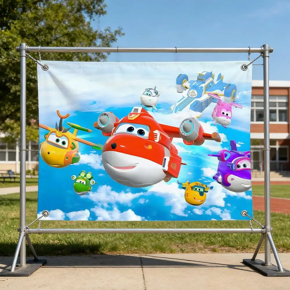 Animation S-Super Wings Flags Anti Wrinkle Waterproof Cozy Home Flag for Indoor & Outdoor Home Decor