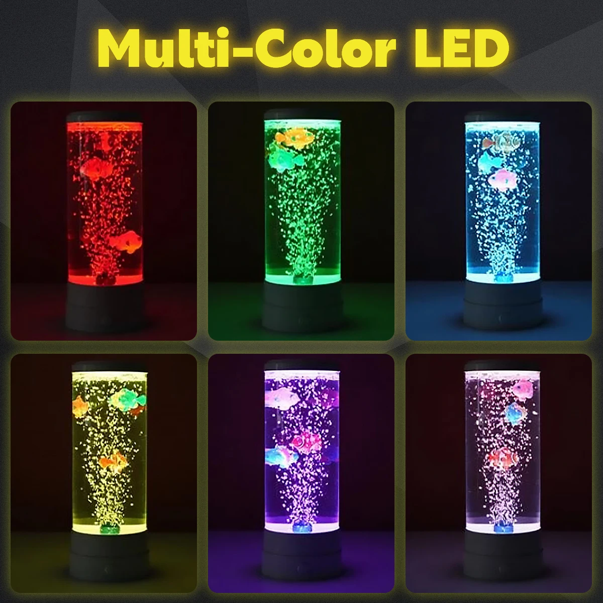 LED Fish Lamp Kit Multi-Color Changing Aquarium Tank Night Light Decorative Simulated Fish Bubble Table Lamp Desk Decoration